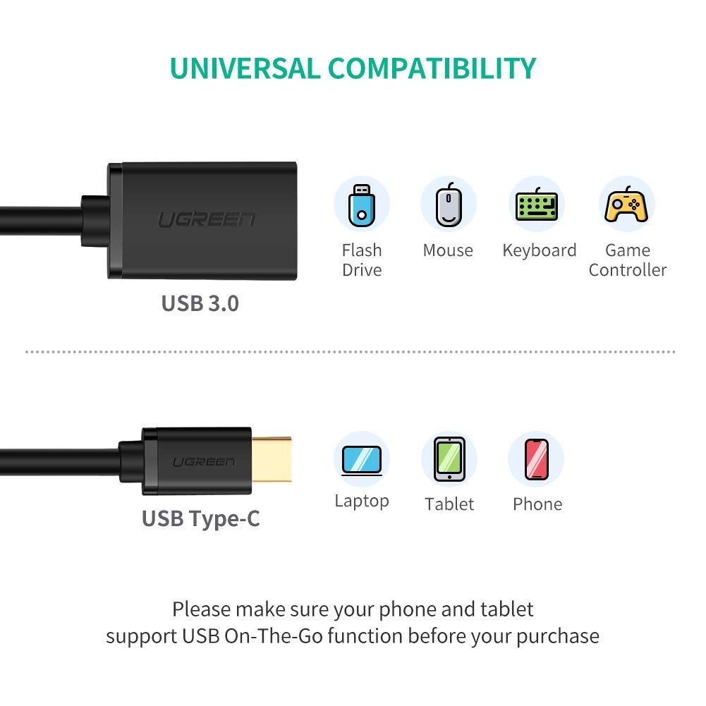 Ugreen USB-C (M) na USB 3.0 (Ž) OTG kabel črn - polybag - slika 8