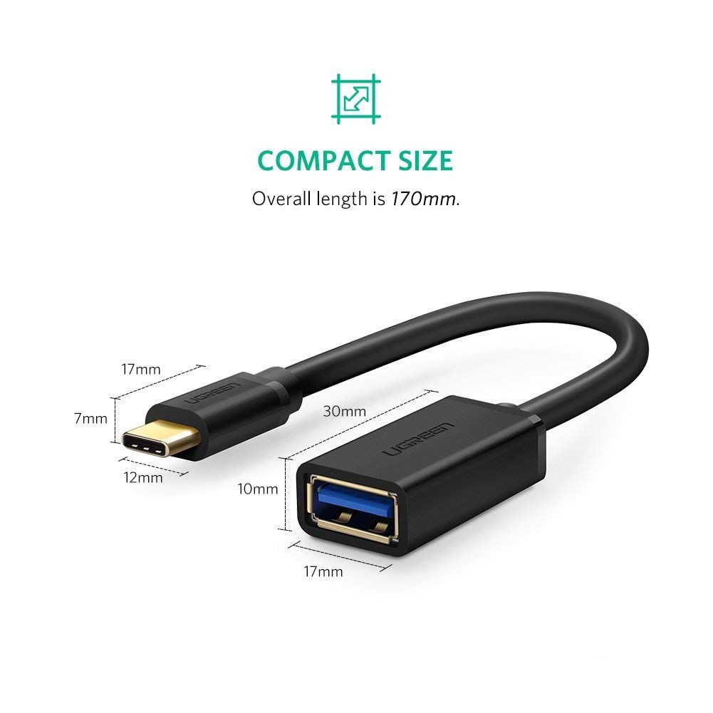 Ugreen USB-C (M) na USB 3.0 (Ž) OTG kabel črn - polybag - slika 4