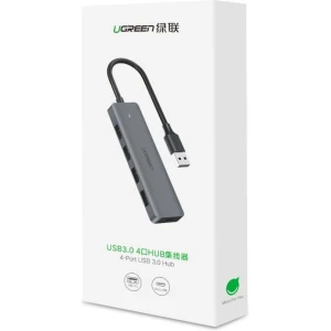 Ugreen USB Hub, USB 3.0, 4-portno srebrn - box