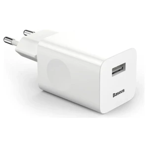 Hišni polnilec 100-240V - 1x USB-A (ž) 24W za mobilni telefon ali tablični računalnik Baseus QC3 – bel