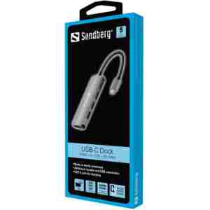 Sandberg USB-C Dock HDMI+3xUSB+PD 100W priklopna postaja
