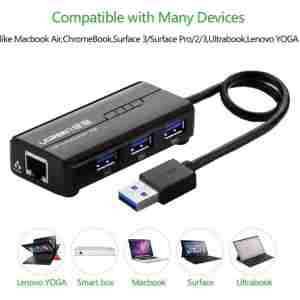 Ugreen USB 3.0 hub na 3x USB A in RJ45 - box
