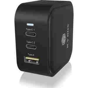 IcyBox IB-PS1030-PD 3-portni USB-C/A 65W GaN polnilec