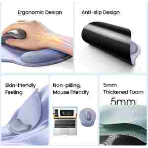 Ugreen ergonomska podloga za miško z naslonom za zapestje - sivo modra