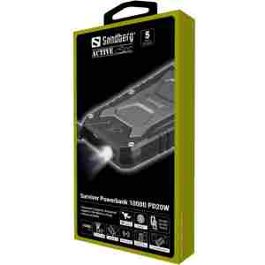 Sandberg Survivor Power Bank 10000 mAh PD20W prenosna baterija