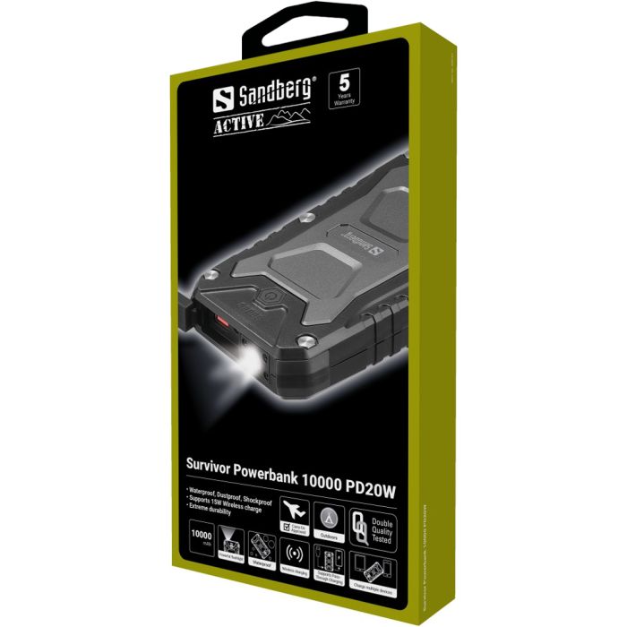 Sandberg Survivor Power Bank 10000 mAh PD20W prenosna baterija