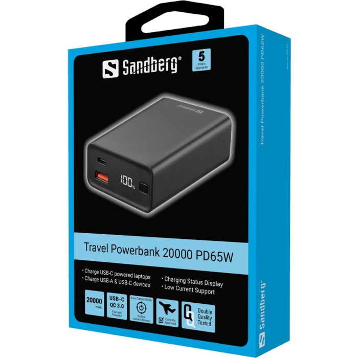 Sandberg Travel Powerbank 20000 mAh PD65W prenosna baterija