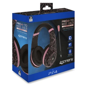 4GAMERS PS4 STEREO GAMING HEADSET ROSE GOLD EDITION - ABSTRACT BLACK