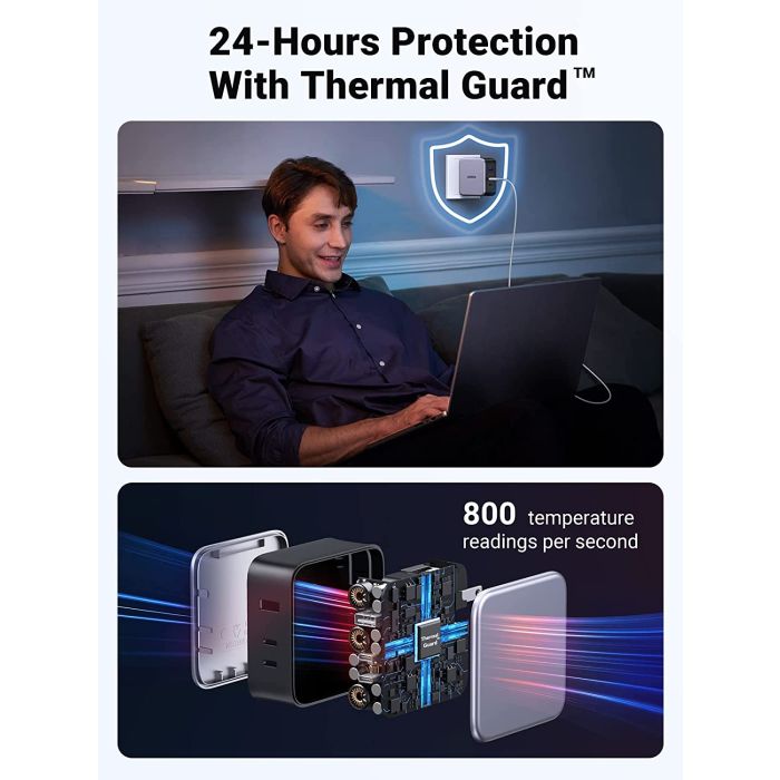 Ugreen Nexode 3 portni 140W USB-C polnilnik s PD 3.1 GaN in priloženim USB-C 240w polnilnim kablom - slika 4