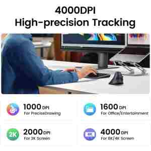Ugreen brezžična ergonomska vertikalna miška z Bluetooth in Wi-Fi povezavo