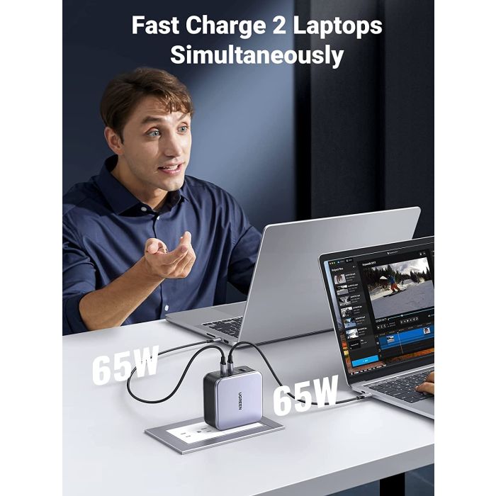 Ugreen Nexode 3 portni 140W USB-C polnilnik s PD 3.1 GaN in priloženim USB-C 240w polnilnim kablom - slika 2