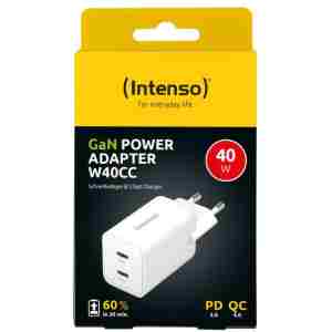 Intenso 40W GaN napajalnik s priključkom 2xUSB-C W40CC
