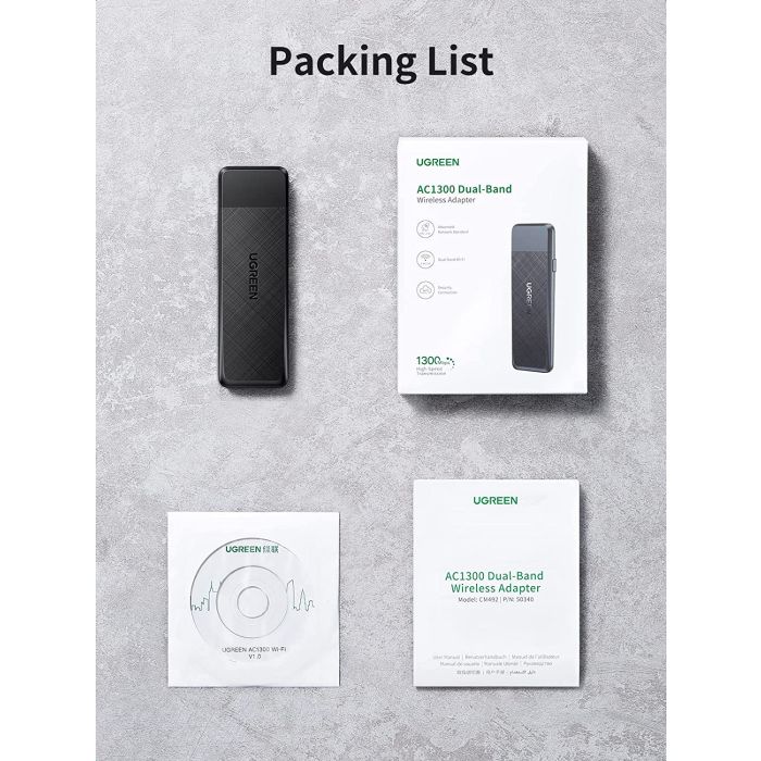 Ugreen USB WiFi adapter AC1300, 1300Mbps 802.11 Dual Band - slika 2