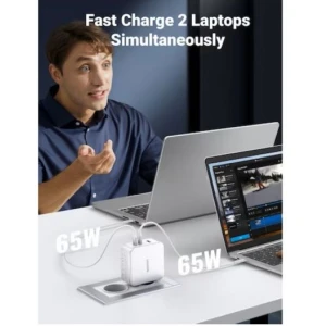 Ugreen Nexode 3 portni 140W USB-C polnilnik s PD 3.1 GaN Bel