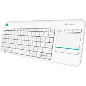 Brezžična tipkovnica Logitech K400 Plus Wireless Touch bela (Unifying, SLO gravura)