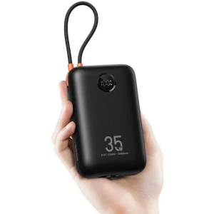 VEGER prenosna baterija z vgrajenimi kabli 30000 mAh, črna