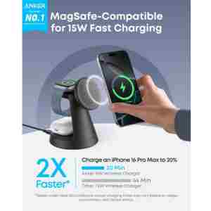 Anker MagGo brezžična polnilna postaja 3v1, belo