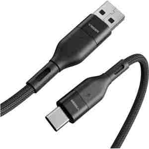 VEGER AC03 pleteni kabel USB-A na USB-C, 1,2m, črn