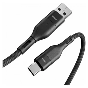 VEGER AC03 pleteni kabel USB-A na USB-C, 1,2m, črn