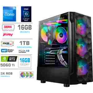 Računalnik MEGA TWR S7 i5-12600K/RTX5060Ti-16GB/16GB/1TB-4.0/750W/Brez OS RGB