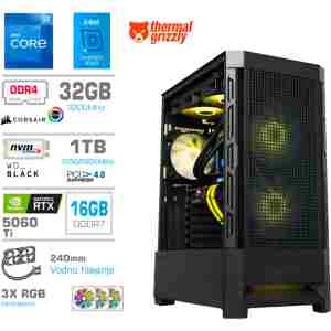 Računalnik MEGA MT S8 i7-12700K/RTX5060Ti-16GB/32GB/1TB-4.0/750W/Brez OS/črna RGB + Estetski napajalni kabli [Rumena / Črna]