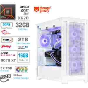 Računalnik MEGA TWR S11 R7-7700X/RX9070 XT/32GB-DDR5/2TB-4.0/1050W/Brez OS/bela RGB + Estetski napajalni kabli [Vijolična / Bela]