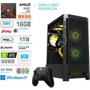 Računalnik MEGA MT S8 R5-7600/RTX5060/32GB-DDR5/1TB-4.0/750W/Win11Home/črna RGB + Estetski napajalni kabli [Rumena / Črna] * DARILO *