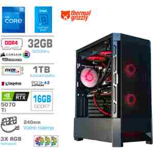 Računalnik MEGA MT S8 i7-12700K/RTX5070Ti/32GB/1TB-4.0/750W/Brez OS/črna RGB + Estetski napajalni kabli [Rdeča / Črna]