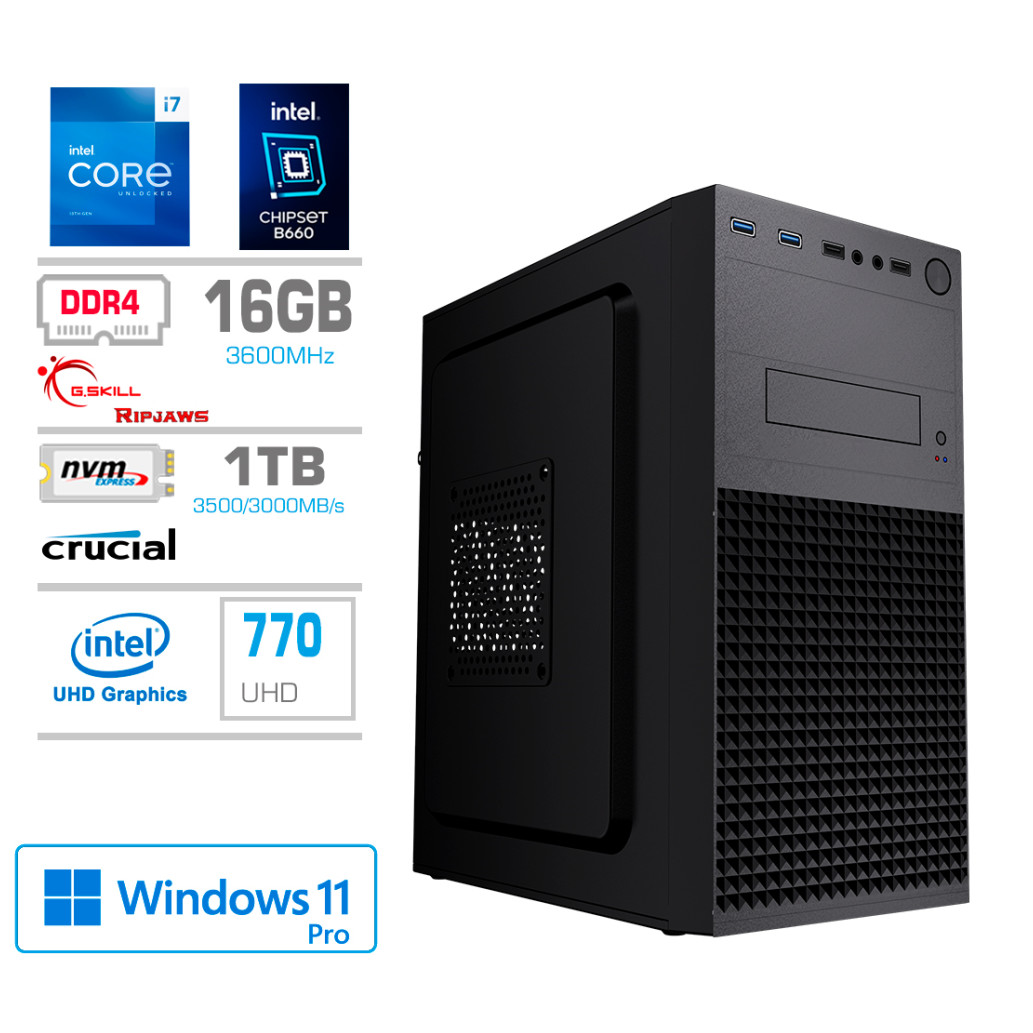 Računalnik MEGA MT S4 i7-13700/Intel 770/16GB/1TB-4.0/450W/Win11Pro