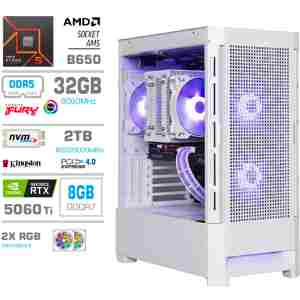 Računalnik MEGA MT S8 R5-9600X/RTX5060Ti/32GB-DDR5/2TB-4.0/750W/Brez OS/bela RGB