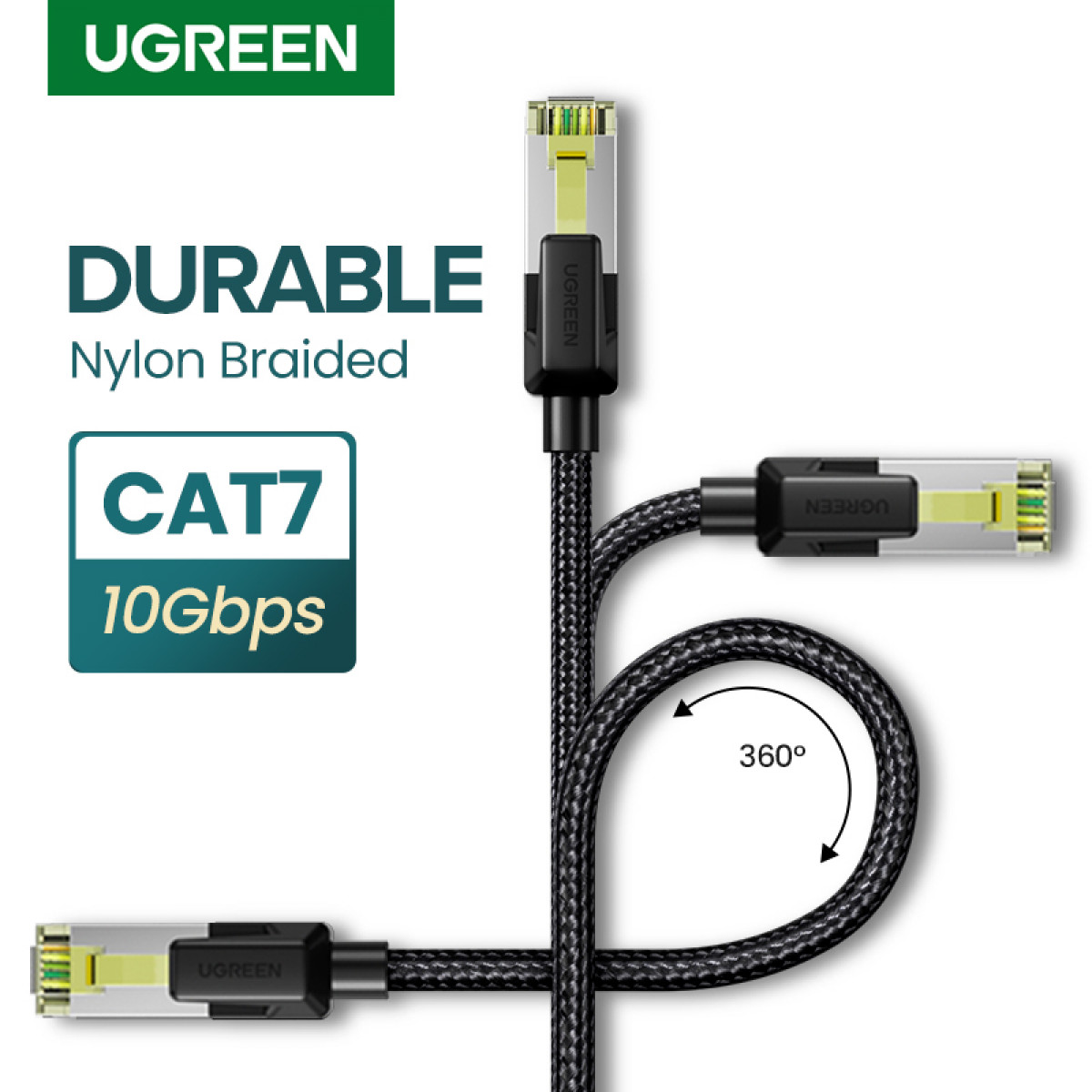 Ugreen UTP Cat7 oklopljen pleten okrogel kabel z modularnim RJ45 Ethernet priključkom 2M - slika 3