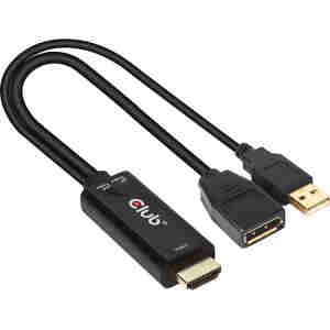 Adapter HDMI 2.0 v DisplayPort 1.2 + USB-A Club 3D CAC-1331, M/F, 4K@60Hz, aktiven