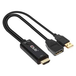 Adapter HDMI 2.0 v DisplayPort 1.2 + USB-A Club 3D CAC-1331, M/F, 4K@60Hz, aktiven