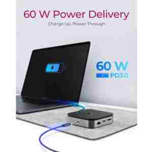 IcyBox IB-DK408-C41 priključna postaja USB4 z dvojnim video izhodom 7v1, 60W PowerDelivery napajanje