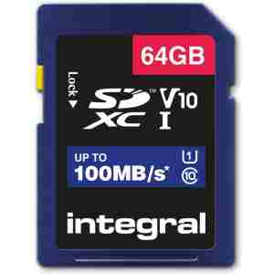 Integral 64GB SD Card High Speed Memory SDXC Up To 100MB/S V10 UHS U1