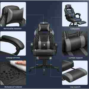 SONGMICS pisarniški stol, črno-siv, OBG073B03