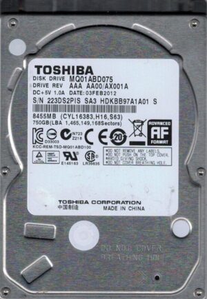 Toshiba 2,5" 750 GB