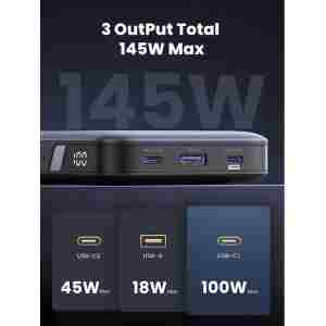 Ugreen 145W 25000mAh Prenosna baterija za prenosni računalnik s tremi vrati