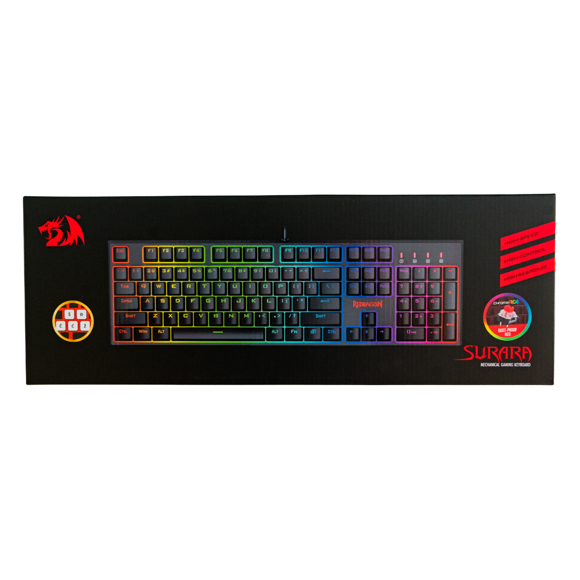 REDRAGON SURARA K582 RGB MEHANSKA TIPKOVNICA SLO/CRO, RDEČA STIKALA - slika 5