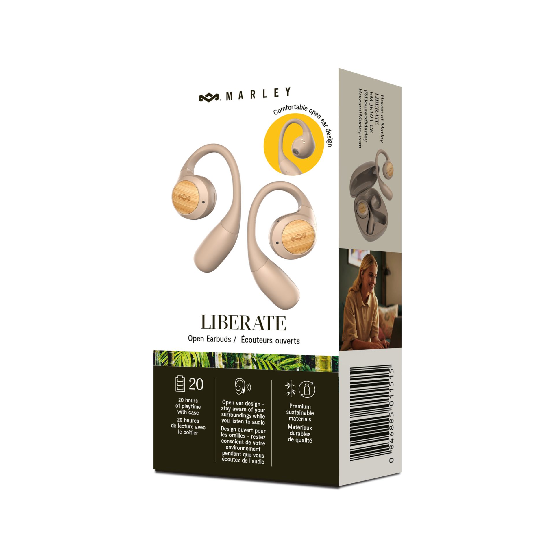 HOUSE OF MARLEY LIBERATE OPEN EAR EARPHONES CREAM - slika 2