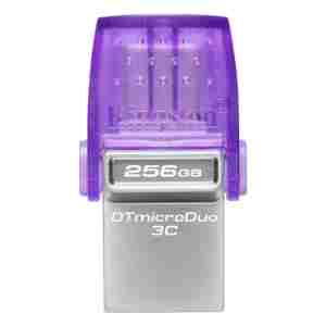 Spominski ključek 256GB USB 3.2/USB-C Kingston DT microDuo3G3 200MB/s - plastičen//vijolična (DTDUO3CG3/256GB)