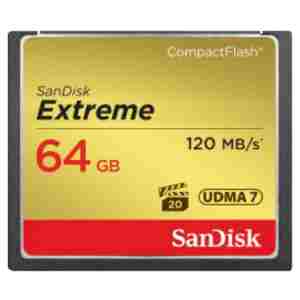 Spominska kartica Compact Flash 64GB Sandisk Extreme UDMA7 120MB/s/85MB/s VPG-20 (SDCFXSB-064G-G46)