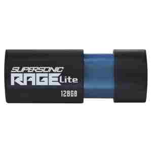 Spominski ključek 128GB USB 3.2 Patriot Supersonic Rage Lite 120MB/s gumificiran brez pokrovčka črno-moder (PEF128GRLB32U)