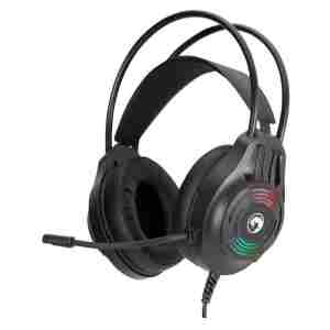 Slušalke žične Marvo naglavne z mikrofonom 2x3,5mm H8326 črna RGB (17059)