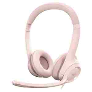 Slušalke žične Logitech naglavne z mikrofonom USB H390 roza (981-001281)