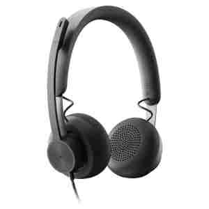 Slušalke žične Logitech naglavne z mikrofonom - USB-C/USB-A Zone Wired Teams verzija črne kontrolnik na kablu (981-000870)