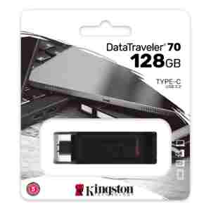 Spominski ključek 128GB USB-C Kingston DT70 80MB/s plastičen s pokrovčkom črn (DT70/128GB)