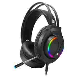 Slušalke žične Robaxo naglavne z mikrofonom USB črne RGB (GH220)