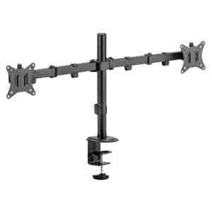 Nosilec za LCD monitor dvojni 43 - 82 cm (17"-32") do 9kg na roko - pritrditev na rob mize SBOX črn (LCD-352/2-2)