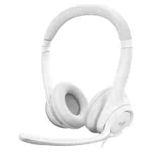 Slušalke žične Logitech naglavne z mikrofonom USB H390 bele (981-001286)